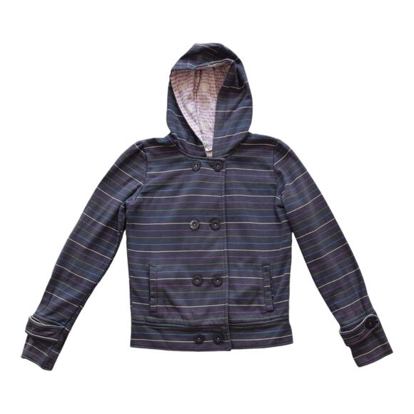 Roxy Striped Hooded Double-Breasted Jacket Women's Small - Picture 1 of 8
